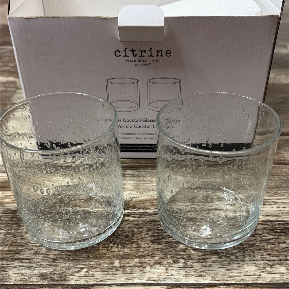 Magenta Citrine Collection NEW Textured Glasses Set of 2
